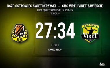 [PIŁKA RĘCZNA] KSZO Ostrowiec Świętokrzyski – CMC VIRTU VIRET Zawiercie 27:34 w I Lidze Mężczyzn (Grupa D). Goście znów lepsi od ostrowczan