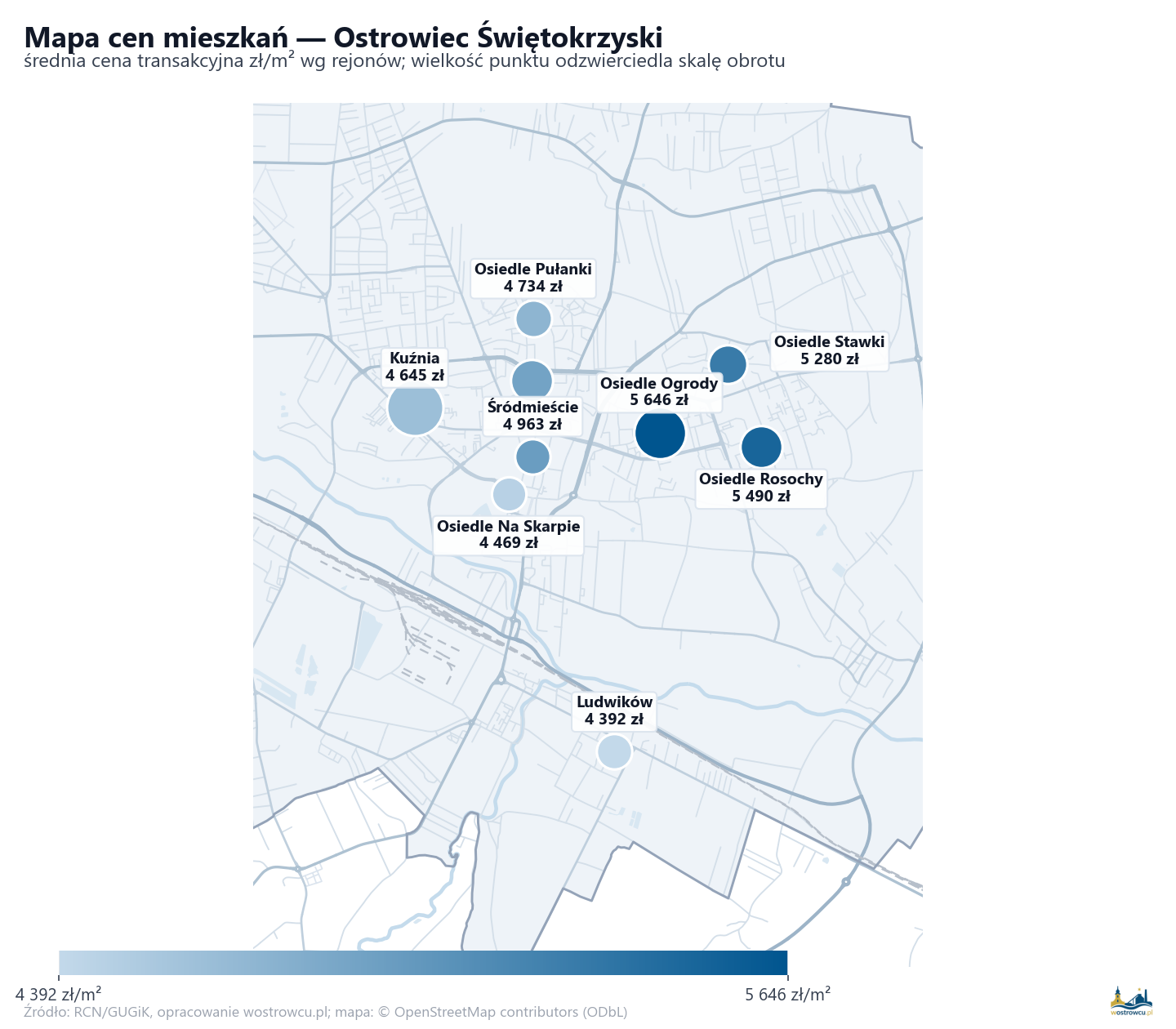 Mapa cen mieszkań - Ostrowiec Świętokrzyski