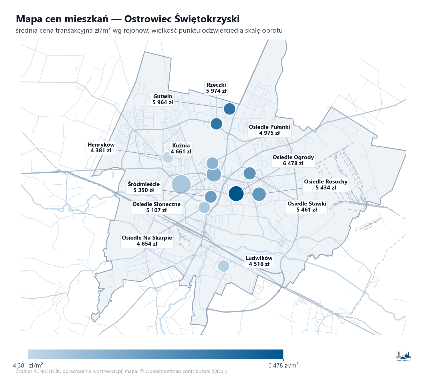 Mapa cen mieszkań - Ostrowiec Świętokrzyski