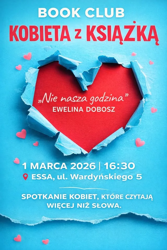 Grafika promocyjna wydarzenia Book Club „Kobieta z Książką” — rozmowa o „Nie nasza godzina” Eweliny Dobosz