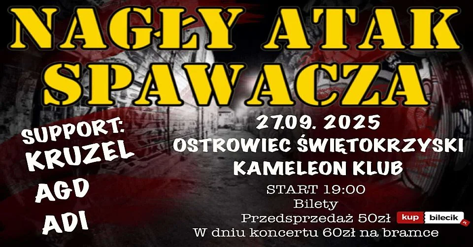 Grafika promocyjna wydarzenia Event muzyczny w Klubie Kameleon w Ostrowcu Świętokrzyskim