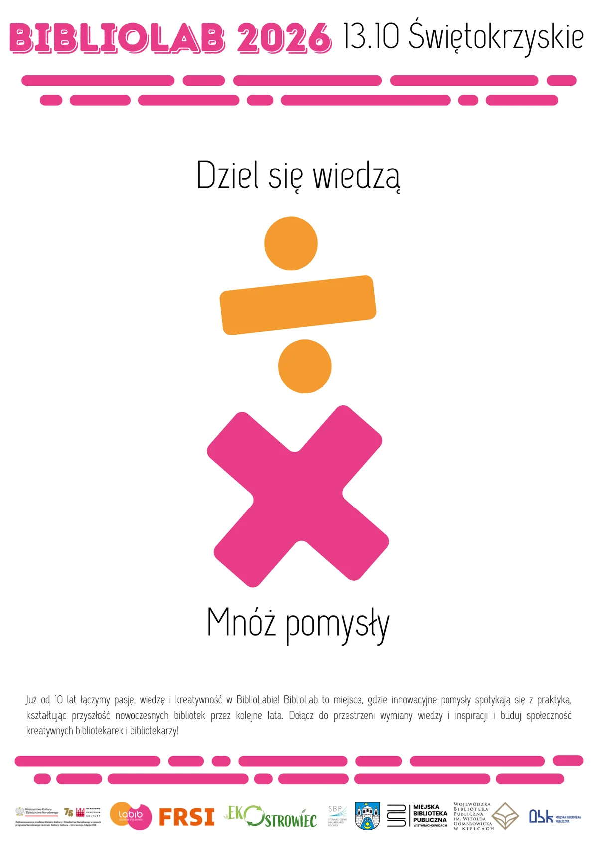 Grafika promocyjna wydarzenia III Świętokrzyski BiblioLAB 2026