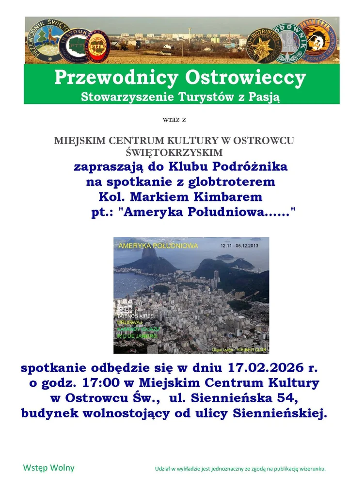 Grafika promocyjna wydarzenia Klub Podróżnika: Ameryka Południowa cz. 2 — Kol. Marek Kimbar