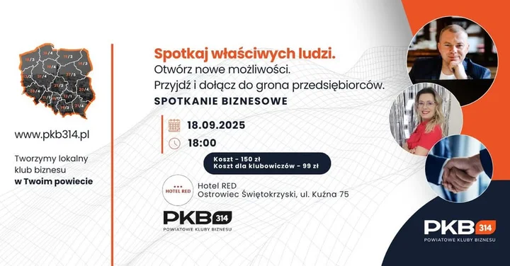 Obrazek przedstawia grafikę promocyjną wydarzenia Kolacja networkingowa dla przedsiębiorców w Ostrowcu Świętokrzyskim