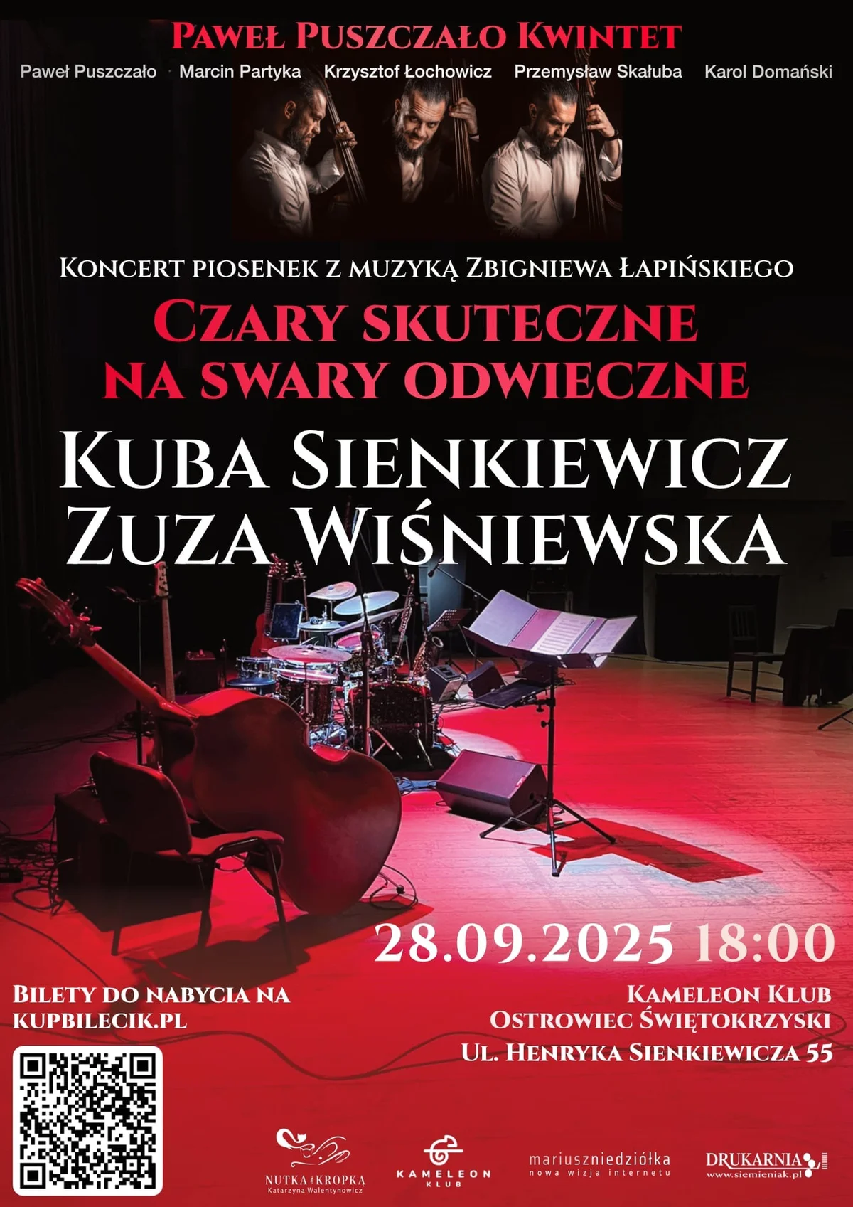 Grafika promocyjna wydarzenia Koncert Kuby Sienkiewicza z piosenkami Zbigniewa Łapińskiego w Ostrowcu Świętokrzyskim