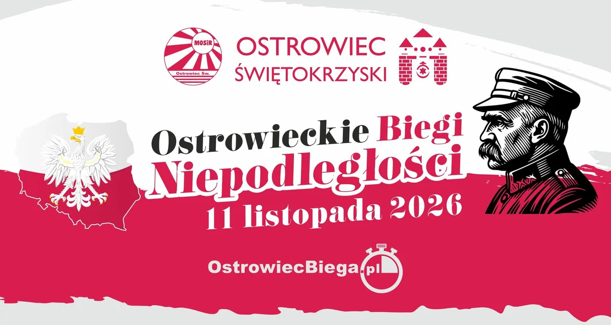 Grafika promocyjna wydarzenia Ostrowieckie Biegi Niepodległości 2026 w Ostrowcu