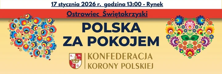 Grafika promocyjna wydarzenia POLSKA ZA POKOJEM — marsz w Ostrowcu Świętokrzyskim