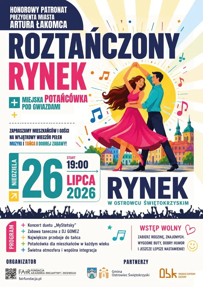 Grafika promocyjna wydarzenia Roztańczony Rynek: koncert i potańcówka