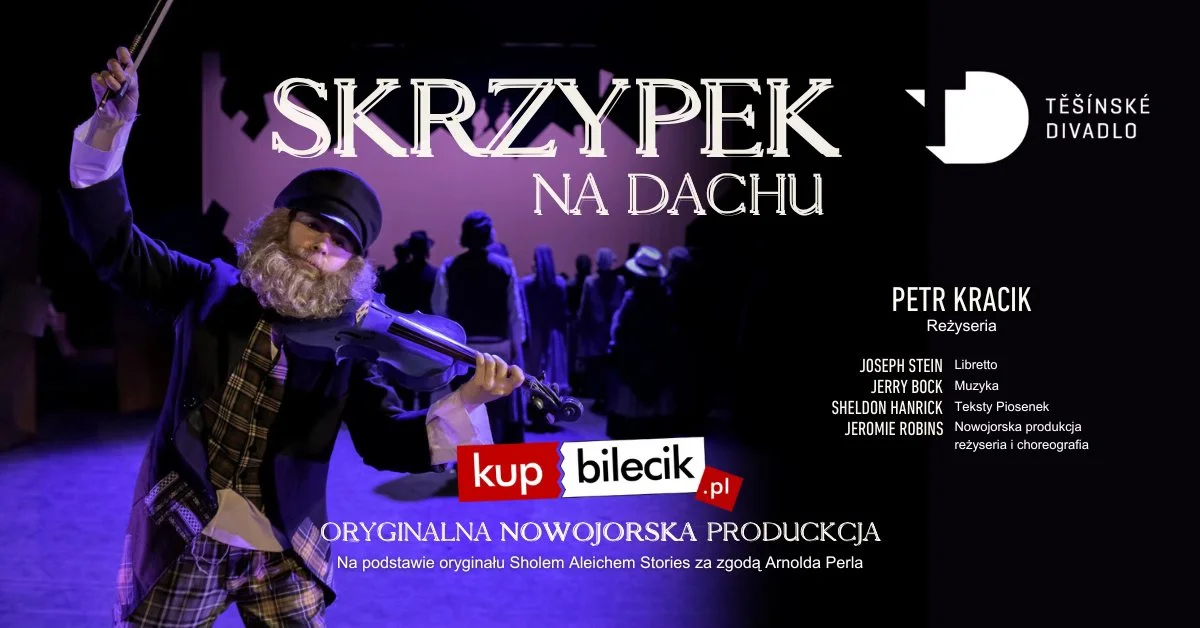 Grafika promocyjna wydarzenia Skrzypek na dachu w Ostrowcu