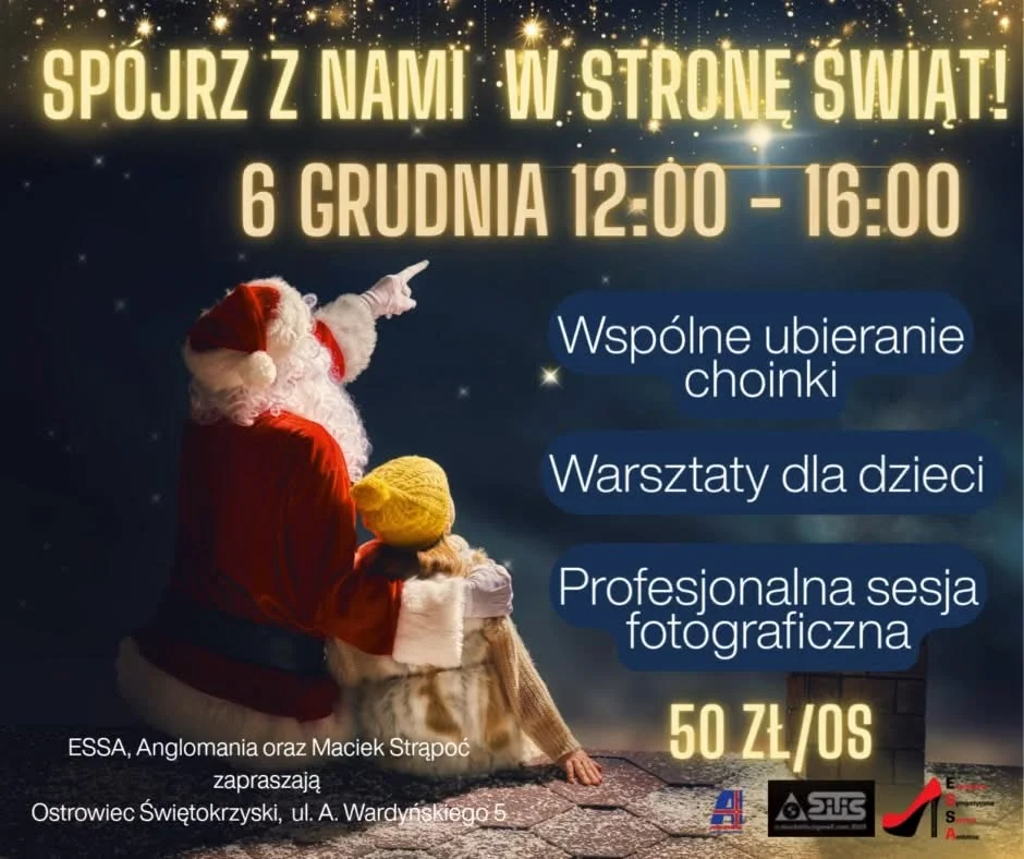 Grafika promocyjna wydarzenia Świątecznie w ESSA: mikołajkowe warsztaty zrób to sam dla dzieci
