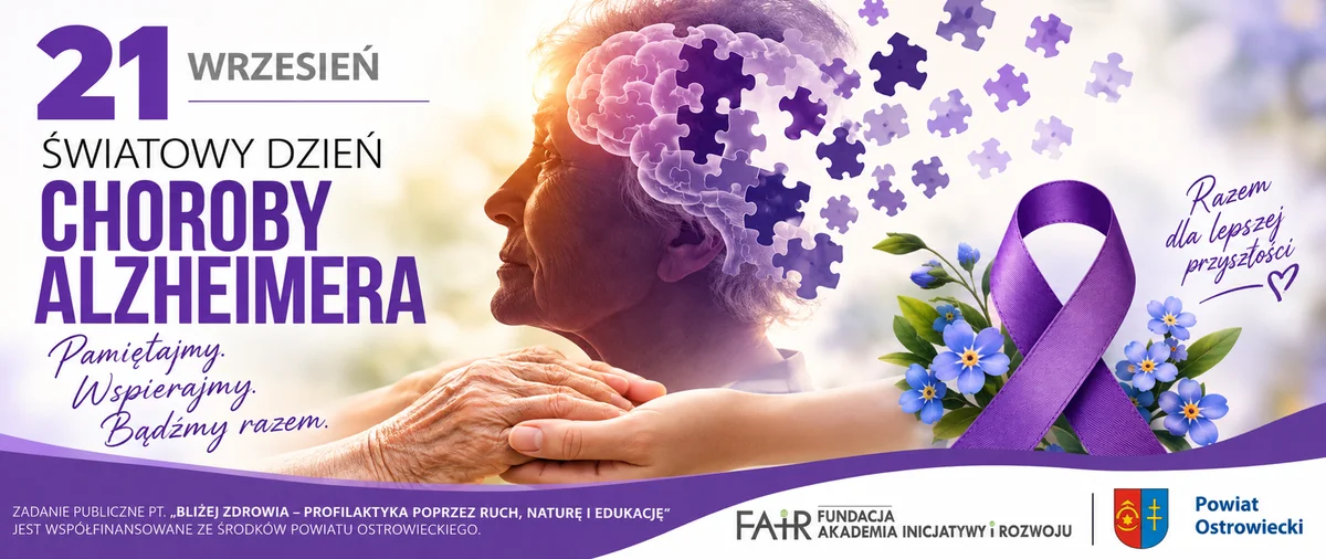 Grafika promocyjna wydarzenia Światowy Dzień Choroby Alzheimera – rozmawiajmy o wsparciu