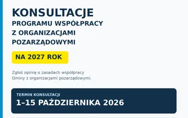 Grafika promocyjna wydarzenia Konsultacje Programu współpracy z organizacjami pozarządowymi na 2027 rok
