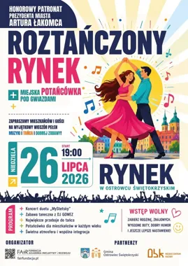 Grafika promocyjna wydarzenia Roztańczony Rynek: koncert i potańcówka
