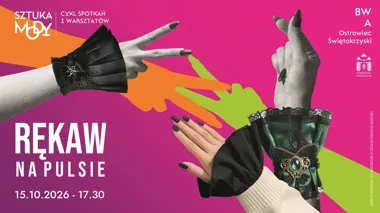 Grafika promocyjna wydarzenia SZTUKA MODY: RĘKAW NA PULSIE – warsztaty szycia
