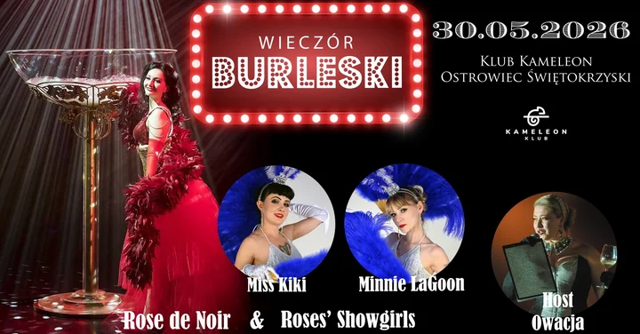 Grafika promocyjna wydarzenia Wieczór Burleski // Ostrowiec Świętokrzyski
