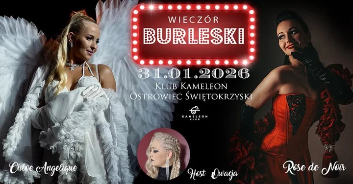 Grafika promocyjna wydarzenia Wieczór Burleski w Kameleon Klub — Ostrowiec Świętokrzyski