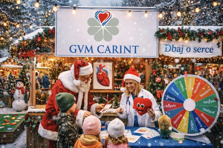 Grafika promocyjna wydarzenia Z sercem na Święta i w Nowy Rok! — świąteczne stoisko zdrowia GVM Carint