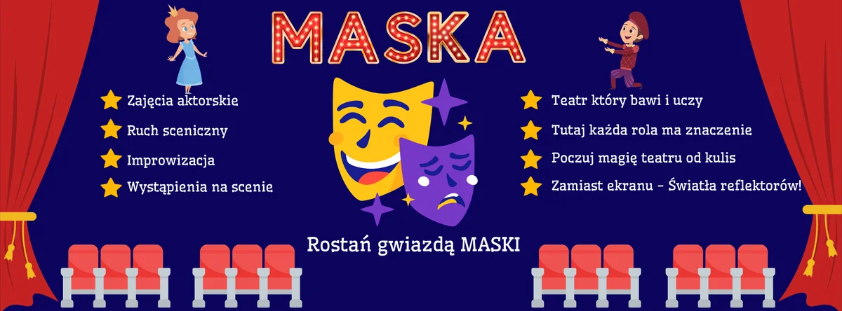Grafika promocyjna wydarzenia Zajęcia teatralne dla dzieci i młodzieży w Ostrowcu Świętokrzyskim