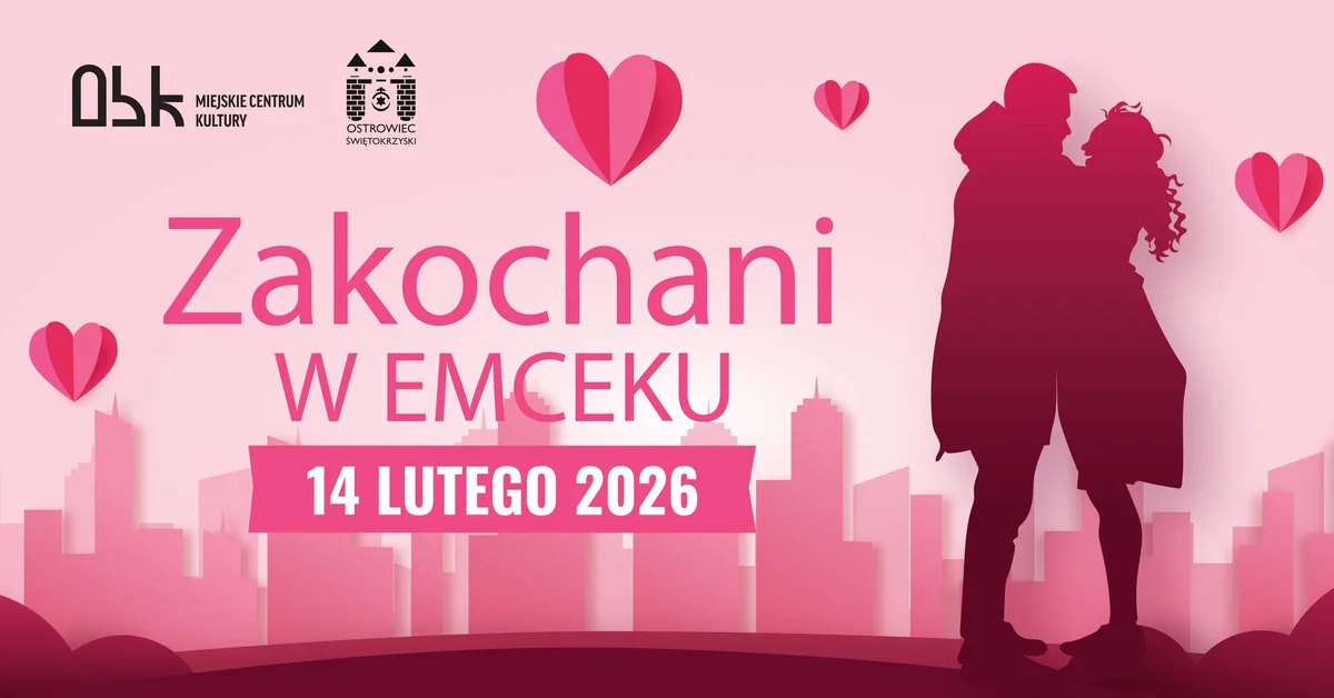 Grafika promocyjna wydarzenia Zakochani w Emceku — walentynki w MCK z Marią Rotkiel