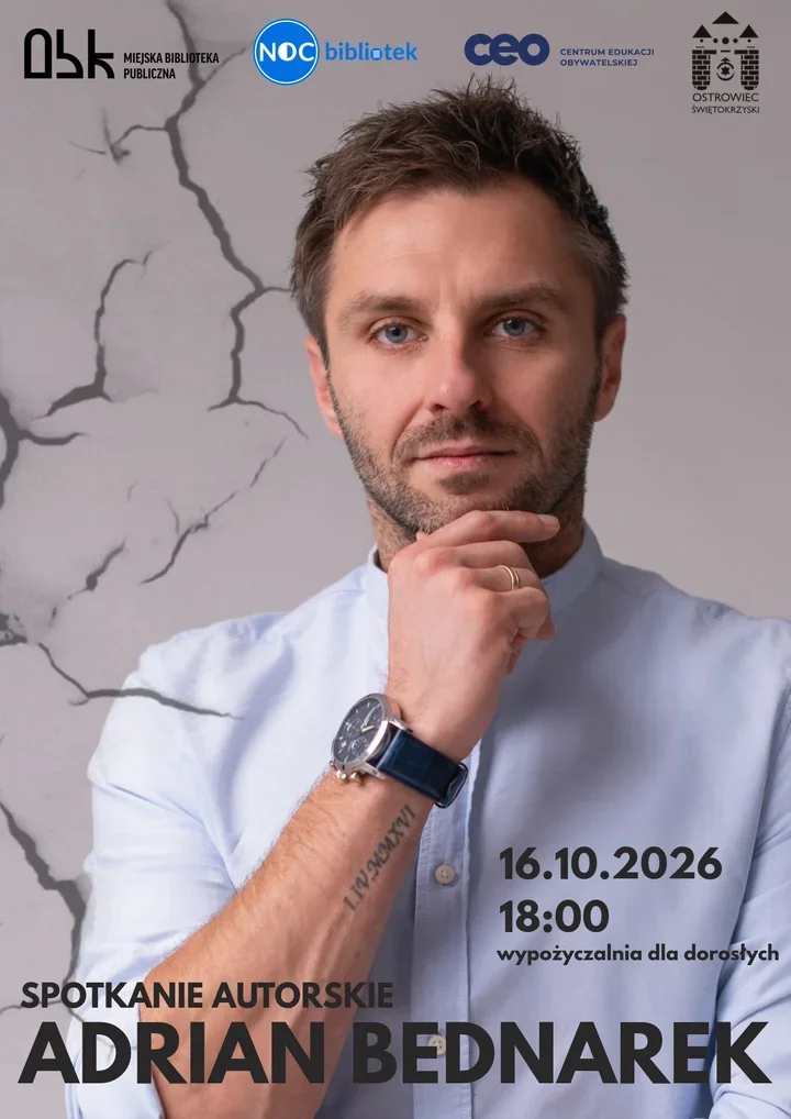 Adrian Bednarek w Ostrowcu. Noc Bibliotek zaprosi na spotkanie