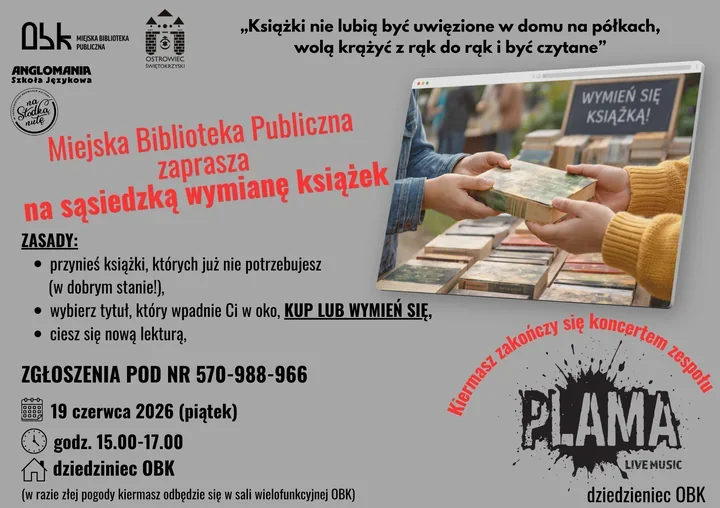 Książki zmienią właścicieli na dziedzińcu OBK - biblioteka szykuje wymianę