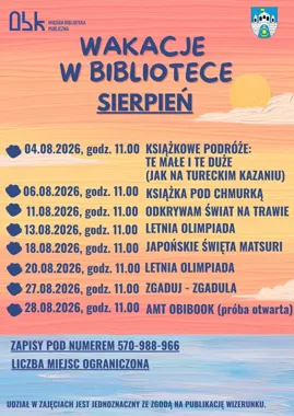 Wakacje w Bibliotece w Ostrowcu - sierpień pełen książek, zabawy i odkryć