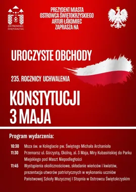 Ostrowieckie obchody 3 Maja ruszą od mszy i przemarszu przez centrum