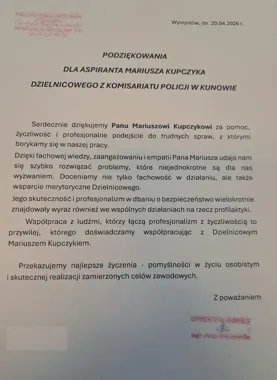 Szkoła z Wymysłowa doceniła dzielnicowego z Kunowa - pismo trafiło do komendy